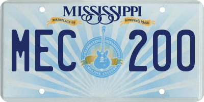 MS license plate MEC200