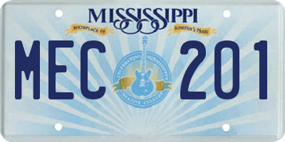 MS license plate MEC201