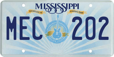MS license plate MEC202