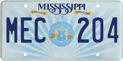 MS license plate MEC204
