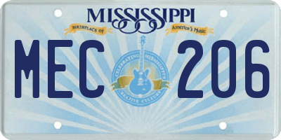 MS license plate MEC206