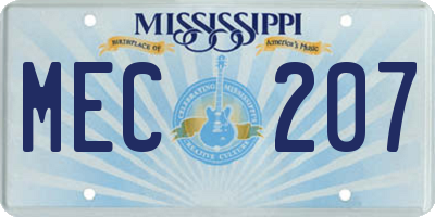 MS license plate MEC207