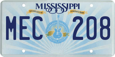 MS license plate MEC208