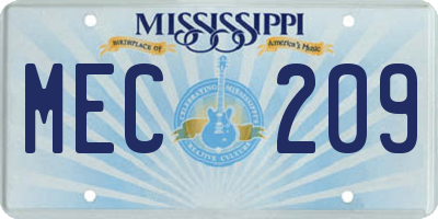 MS license plate MEC209