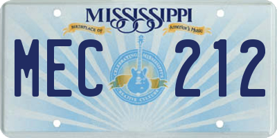 MS license plate MEC212