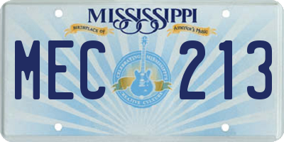 MS license plate MEC213