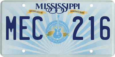 MS license plate MEC216