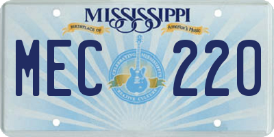 MS license plate MEC220