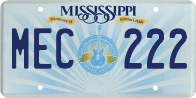 MS license plate MEC222