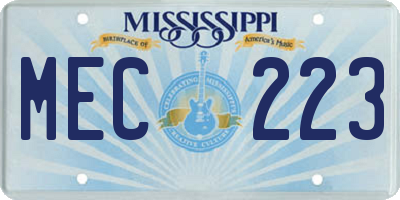 MS license plate MEC223