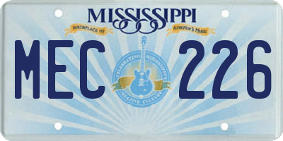 MS license plate MEC226