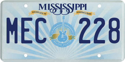 MS license plate MEC228