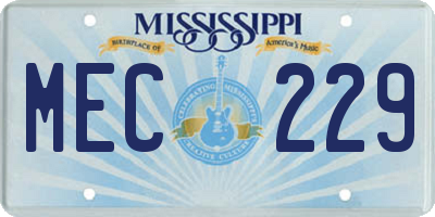 MS license plate MEC229