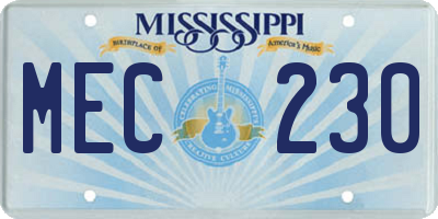 MS license plate MEC230