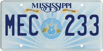 MS license plate MEC233