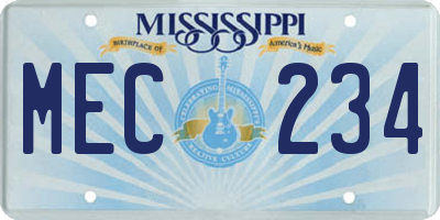 MS license plate MEC234