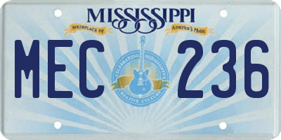 MS license plate MEC236