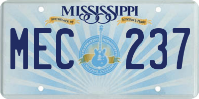 MS license plate MEC237