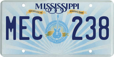 MS license plate MEC238