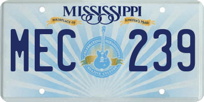 MS license plate MEC239