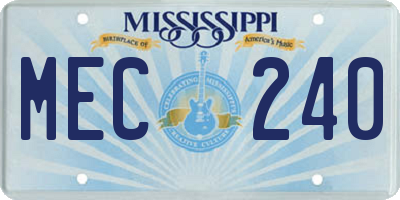 MS license plate MEC240