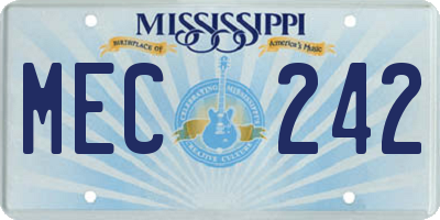 MS license plate MEC242