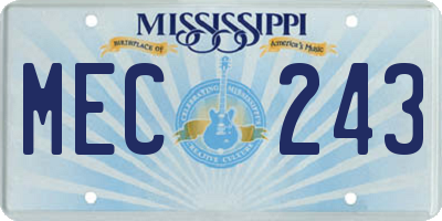 MS license plate MEC243