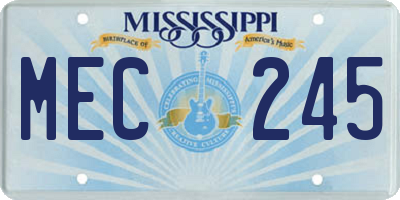 MS license plate MEC245