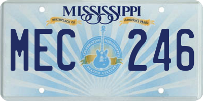 MS license plate MEC246