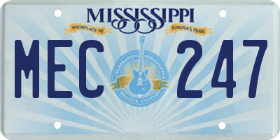 MS license plate MEC247
