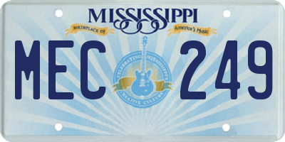 MS license plate MEC249
