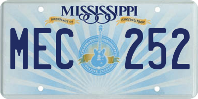 MS license plate MEC252