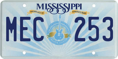 MS license plate MEC253