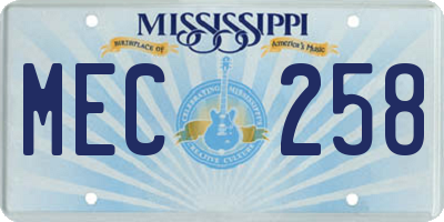 MS license plate MEC258