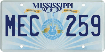 MS license plate MEC259