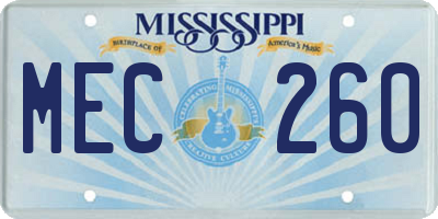 MS license plate MEC260