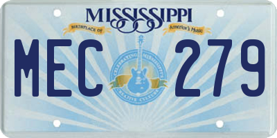 MS license plate MEC279