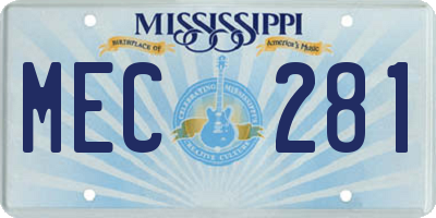 MS license plate MEC281