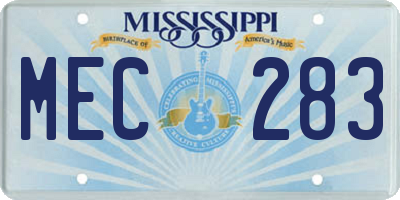 MS license plate MEC283