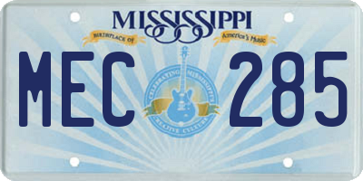 MS license plate MEC285