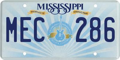 MS license plate MEC286