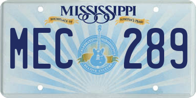 MS license plate MEC289