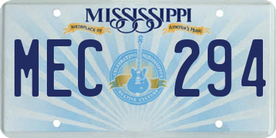 MS license plate MEC294