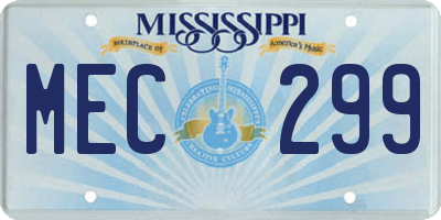 MS license plate MEC299
