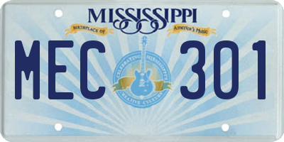 MS license plate MEC301