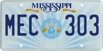 MS license plate MEC303