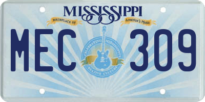 MS license plate MEC309
