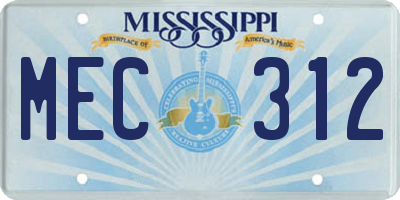 MS license plate MEC312