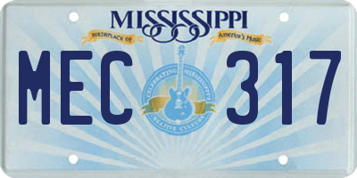 MS license plate MEC317