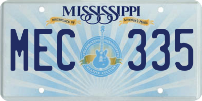 MS license plate MEC335